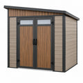 Abri de jardin 200 x 120 x 190 cm en résine brun taupe à double porte contemporain