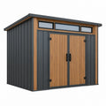 Abri de jardin 180 x 120 x 200 cm en acier anthracite effet bois à double porte pour rangement extérieur