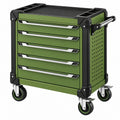 Servante d'atelier 76 x 46 x 96 cm en acier vert et noir à 5 tiroirs mobile