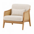 Fauteuil 76 x 78 x 82 cm bois naturel tissu beige cannage style naturel