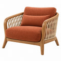 Fauteuil 80 x 75 x 78 cm en bois corde et tissu terracotta style naturel