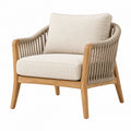 Fauteuil 78 x 76 x 82 cm en bois naturel et corde beige avec assise rembourrée style contemporain