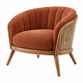 Fauteuil 82 x 76 x 78 cm en tissu bouclette terracotta et bois style vintage