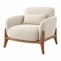 Fauteuil 85 x 82 x 78 cm en tissu bouclette écru et bois style contemporain
