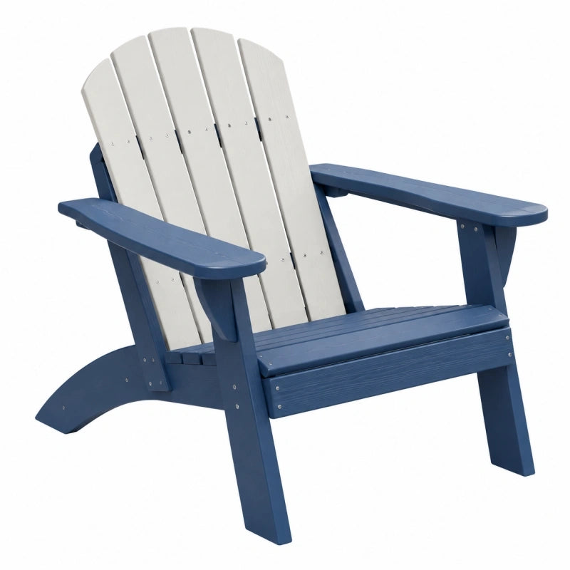 Fauteuil de jardin Adirondack 79 x 93 x 98 cm en bois bleu et blanc avec accoudoirs