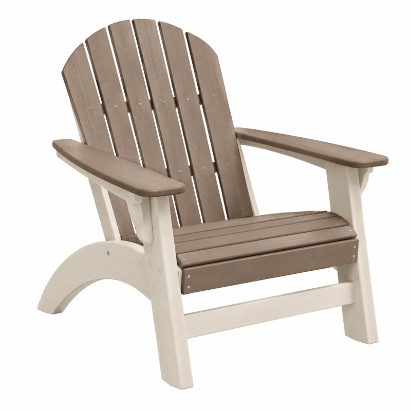 Fauteuil de jardin 80 x 90 x 100 cm en bois taupe et blanc style Adirondack avec accoudoirs