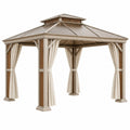 Tonnelle de jardin 300 x 300 x 300 cm en métal beige avec rideaux style pavillon extérieur