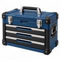 Coffre à outils 50 x 25 x 30 cm en métal bleu à 3 tiroirs portable